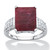 Emerald-Cut Genuine Red Ruby and White Topaz Cocktail Ring 6.65 TCW in Sterling Silver