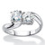 Round Cubic Zirconia 2-Stone Bypass Ring 1.96 TCW in Platinum-plated Sterling Silver