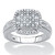Diamond Squared Cluster Floating Halo Engagement Ring 1/7 TCW in Platinum-plated Sterling Silver
