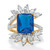 Emerald-Cut Simulated Blue Sapphire Cubic Zirconia Starburst Ring 9.45 TCW Gold-Plated