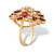 Marquise-Cut Simulated Red Ruby and White Cubic Zirconia Flower Cocktail Ring 6.90 TCW Yellow Gold-Plated