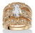 3.05 TCW Marquise-Cut Cubic Zirconia Gold-Plated Bridal Ring Set