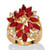 Marquise-Cut Red Crystal Floral Cluster Cocktail Ring 18k Gold-Plated