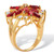 Marquise-Cut Red Crystal Floral Cluster Cocktail Ring 18k Gold-Plated