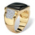 Men's Cushion-Cut Genuine Black Onyx and CZ Cabochon Ring .72 TCW Gold-Plated
