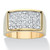 Men's Round Crystal Rectangular Shaped Dome Ring Gold-Plated