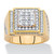 Men's Round Cubic Zirconia Step Top Grid Ring 1.80 TCW Gold-Plated