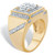 Men's Round Cubic Zirconia Step Top Grid Ring 1.80 TCW Gold-Plated