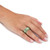 Genuine Green Jade Striped Ring Band with 10k Yellow Gold Accent