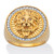 Round White Cubic Zirconia Halo Style Lion Head Ring .41 TCW 14k Gold-Plated