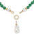 Genuine Green Jade & Removable Keshi Pearl Drop Beaded Necklace With CZ Accents (1.72 TCW) Gold-Plated 20" Length