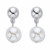 Round Cream Simulated Pearl Drop Earrings in Silvertone (10mm) 1"