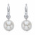 Round Cream Simulated Pearl Drop Hoop Earrings in Silvertone 11/3" (14mm)