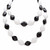 Black and White Beaded Lucite Necklace in Silvertone 29"