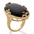 Cabochon Cut Genuine Black Agate 18k Yellow Gold-Plated Cocktail Ring