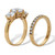 3.96 TCW Round 3-Stone Cubic Zirconia Yellow Gold Ion-Plated Stainless Steel Bridal Set 