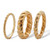 14k Gold-Plated Shrimp Style Stackable Rings, 3 Piece Set