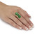 Emerald Cut Genuine Green Jade Cabochon Ring with Crystal Rounds and Baguettes in 18k Gold-plated Sterling Silver