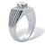 Men's 1.25 TCW Round Cubic Zirconia Stainless Steel Dome Ring