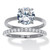2.85 TCW Round Cubic Zirconia Stainless Steel Pave Bridal Ring Set
