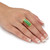 Emerald Cut Genuine Jade Bezel Set Cabachon Ring in 18k Gold-plated Sterling Silver