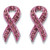 Pink Crystal Breast Cancer Awareness Ribbon Earrings in Silvertone