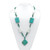 Oval-Cut Genuine Turquoise Silvertone Antique-Finish Multi-Stone Necklace and Two Pairs Earrings