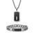 Men's Round Crystal Black Ion-Plated Stainless Steel Dog Tag Pendant Necklace And Bracelet Set, 26 Inch Chain