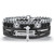 Men's Stainless Steel Cross Leather Multi Strand Bracelet Set 8.5 Inch