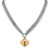 Stainless Steel Gold ION-Plated Heart Pendant on Triple-Chain Necklace 18"