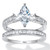 2.34 TCW Marquise Cubic Zirconia Platinum-Plated Sterling Silver Bridal Ring Set