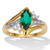 1.52 TCW Marquise Simulated Emerald and Round Cubic Zirconia 18k Yellow Gold-plated Sterling Silver Ring