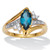 1.32 TCW Marquise Cut Genuine London Blue Topaz and Round Cubic Zirconia 18k Gold-Plated Sterling Silver Ring