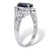 1.27 TCW Marquise Cut Genuine Midnight Blue Sapphire and Round Cubic Zirconia Platinum-Plated Sterling Silver Ring