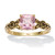 Cushion-Cut Simulated Birthstone Butterfly and Scroll Ring in Antiqued Gold-plated Sterling Silver