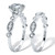 2.52 TCW Round Cut Cubic Zirconia Platinum-plated Sterling Silver Bridal Ring Set