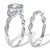 2.21 TCW Round Cut Cubic Zirconia Platinum-plated Sterling Silver Bridal Ring Set