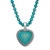 Genuine Turquoise Antiqued Silvertone Heart Pendant Necklace, 34 inches