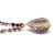 Hammered Genuine Brown Agate and Round Multi-color Jasper Goldtone Drop Necklace, 32 inches