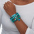 Genuine Blue Jasper Goldtone Drop Necklace and Beaded Stretch Bracelet Set, 34 inches