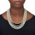 Round Simulated Pearl Silvertone Multi Strand Necklace and Earrings Set, 20 inches plus 3 inch extension