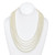 Round Simulated Pearl Silvertone Multi Strand Necklace and Earrings Set, 20 inches plus 3 inch extension