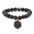 Natural Black Onyx and Genuine Agate Goldtone Drop Necklace and Beaded Stretch Bracelet Set, 34 inches