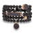 Natural Black Onyx and Genuine Agate Goldtone Drop Necklace and Beaded Stretch Bracelet Set, 34 inches