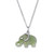 Genuine Green Jade Silvertone Cubic Zirconia Elephant Pendant Necklace, 18 inch Chain