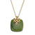 Cushion Cut CZ Genuine Green Jade 18k Yellow Gold-plated Pendant Necklace, 18 inches, plus 2 inch extension