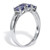 .89 TCW Genuine Purple Tanzanite and Diamond Accent Sterling Silver 3-Stone Ring
