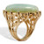 Oval Shaped Genuine Green Jade Cabochon 18k Yellow Gold Cabochon Ring