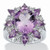6.70 TCW Oval Cut Genuine Purple Amethyst and White Topaz Sterling Silver Flower Ring