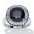 3.54 TCW Cushion Cut Simulated and Genuine Blue Sapphire and White Topaz Accents Sterling Silver Cocktail Ring